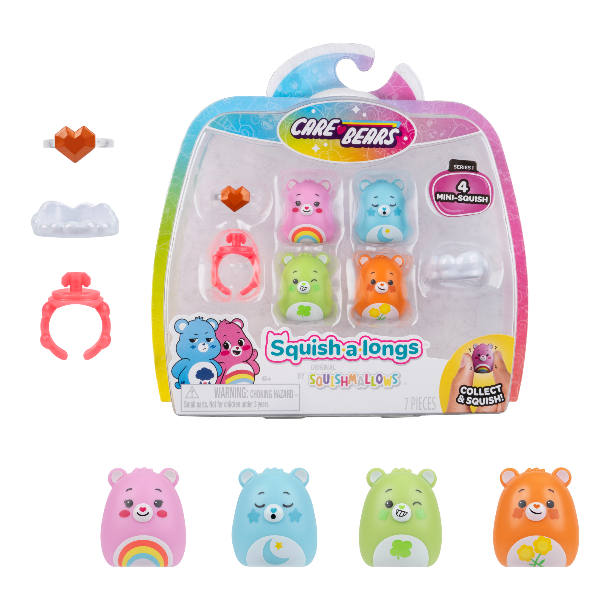 Squishmallows Squish-a-longs Care Bears Mini-Squish 4-Pack Series 1 Style 1