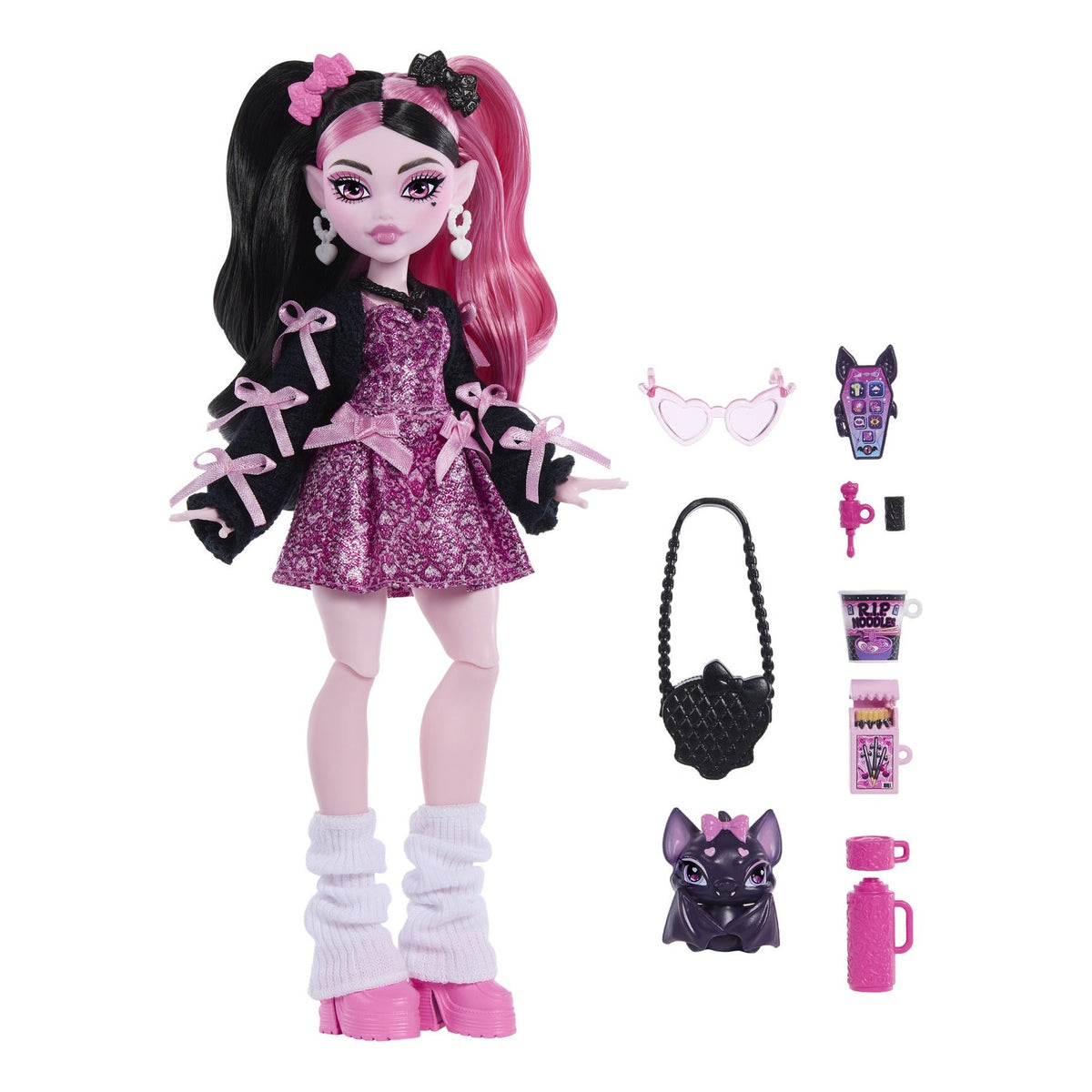 Monster High Draculaura Core Doll with Count Fabulous and 7 Accessories