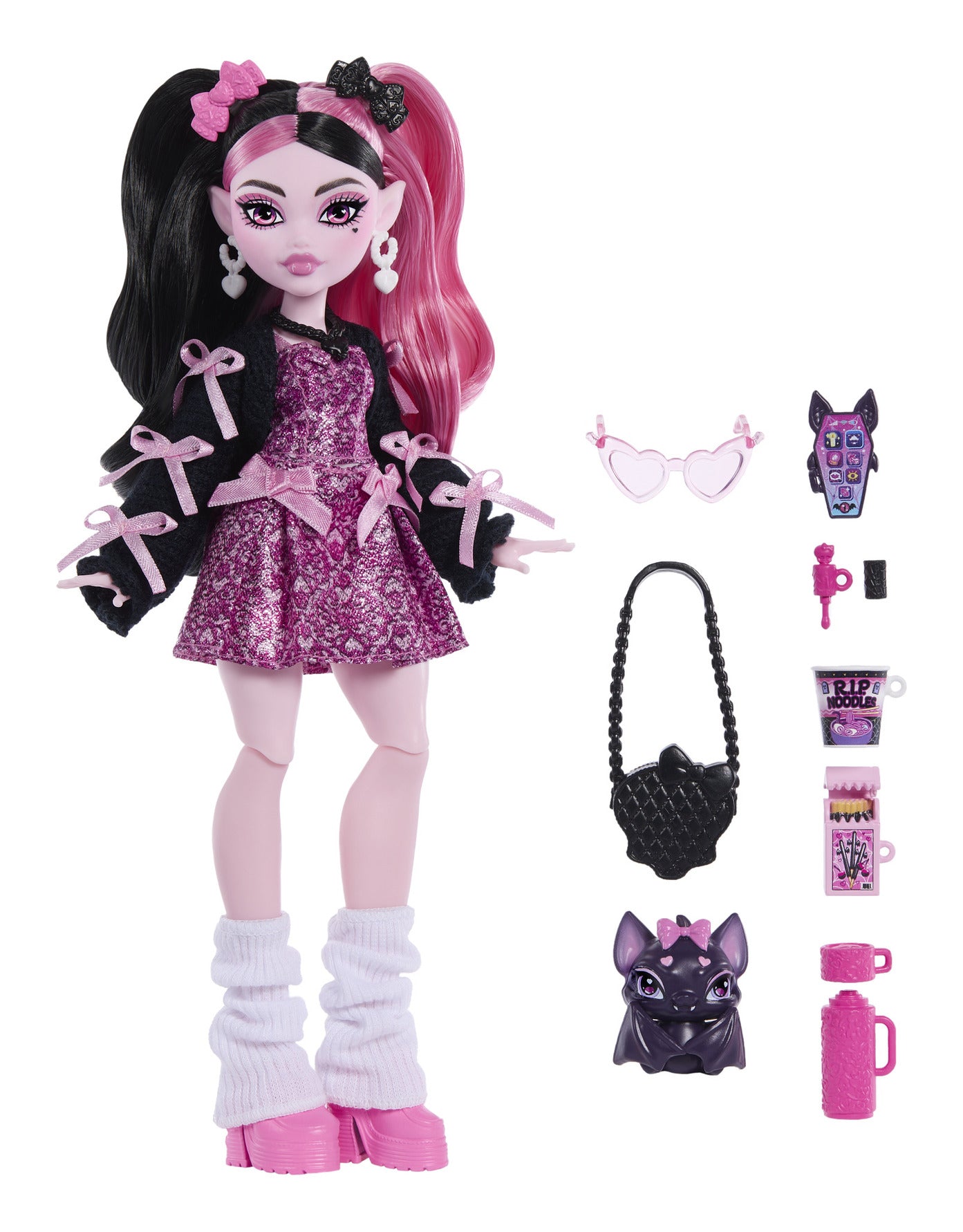 Monster High Draculaura Core Doll with Count Fabulous and 7 Accessories