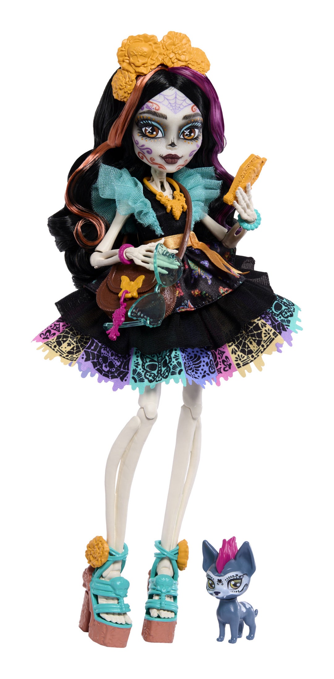 Monster High Skelita Calaveras Fashion Doll with Candelita and 7 Accessories