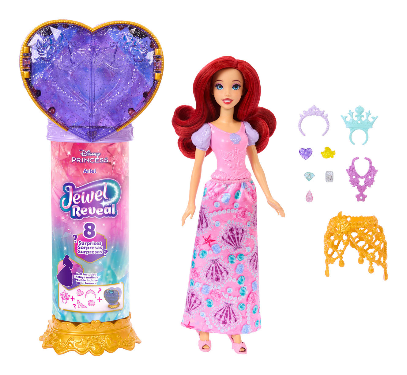 Disney Princess Jewel Reveal Ariel Doll with 8 Surprises