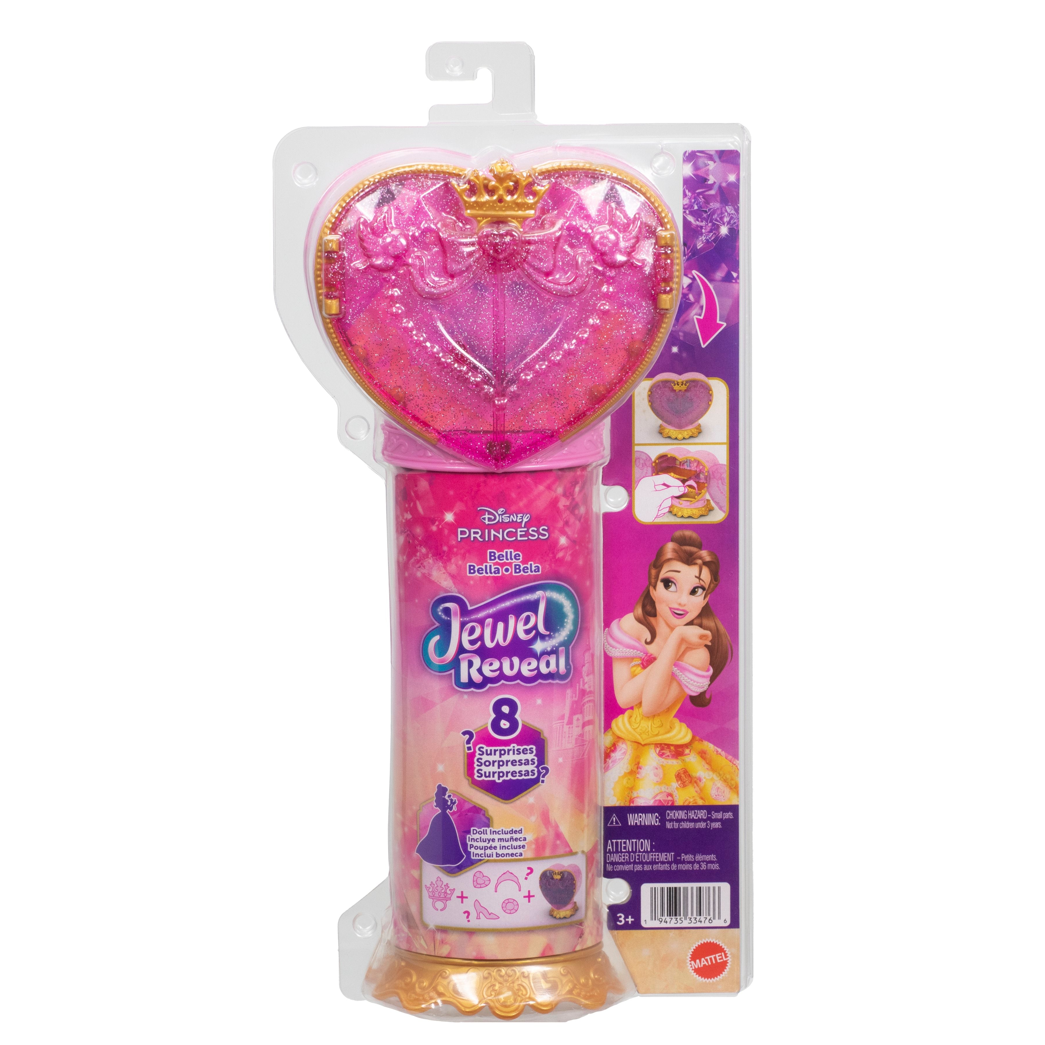 Mattel Disney Princess Jewel Reveal Belle Fashion Doll with 8 Surprises
