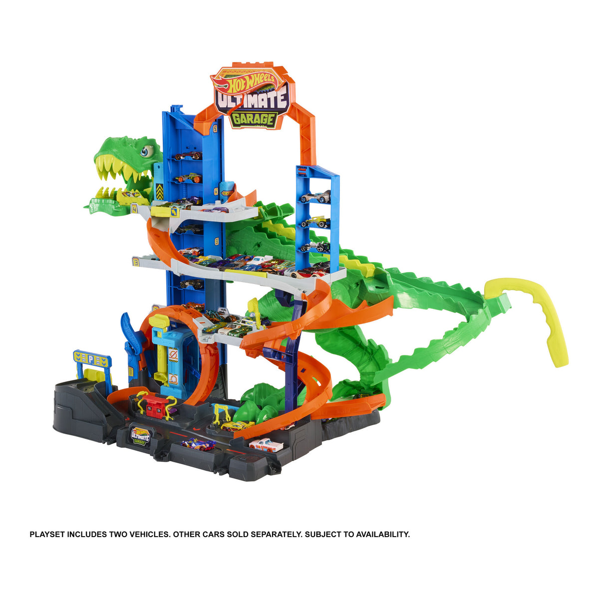 Hot Wheels City Ultimate T-Rex Garage Playset with 2 Cars