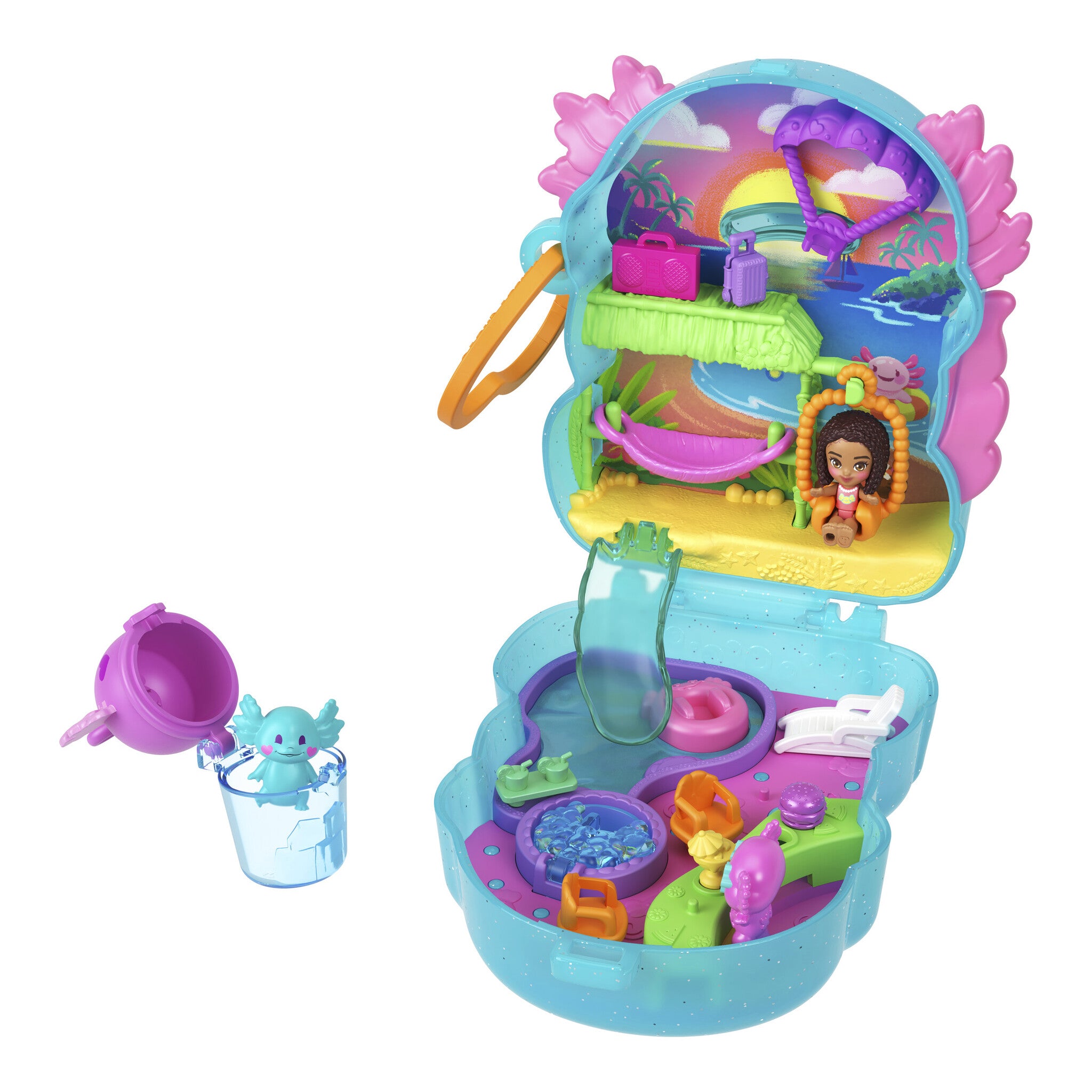 Polly Pocket Axolotl Adventure Glitter Compact Playset