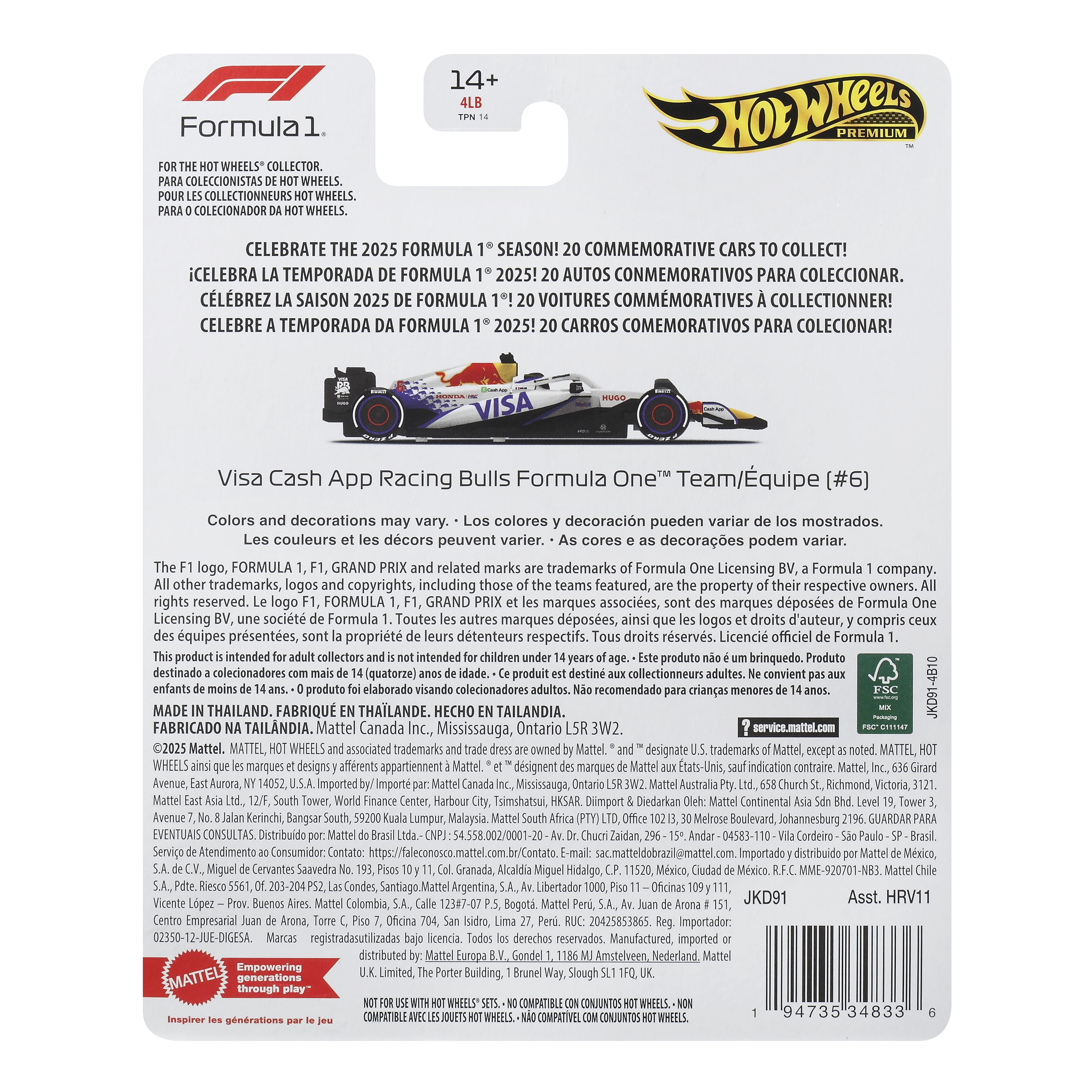Hot Wheels Premium F1 2025 Racing Bulls Isack Hadjar #6