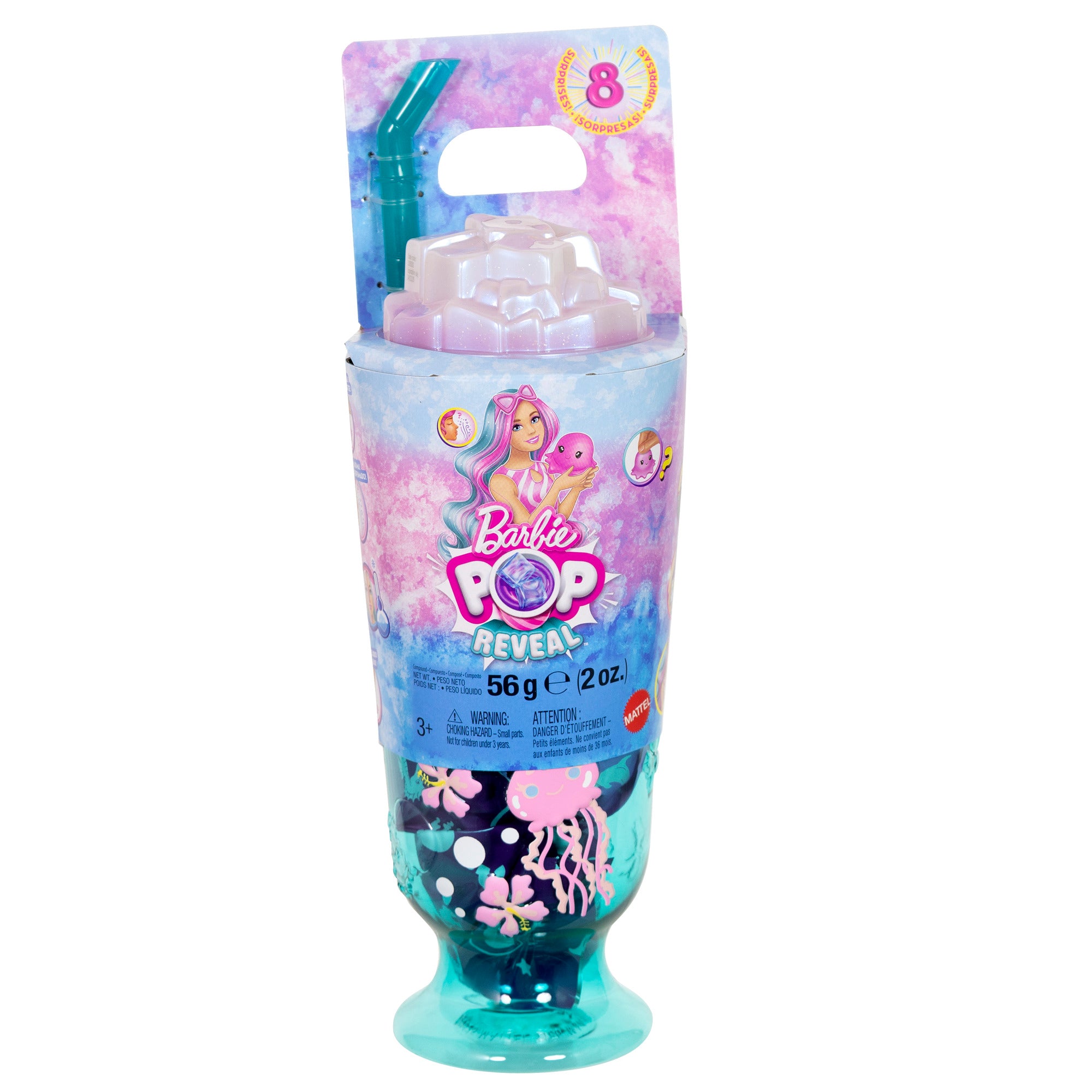 Barbie Pop Reveal Sea Slushy Jellyfish Doll with 8 Surprises