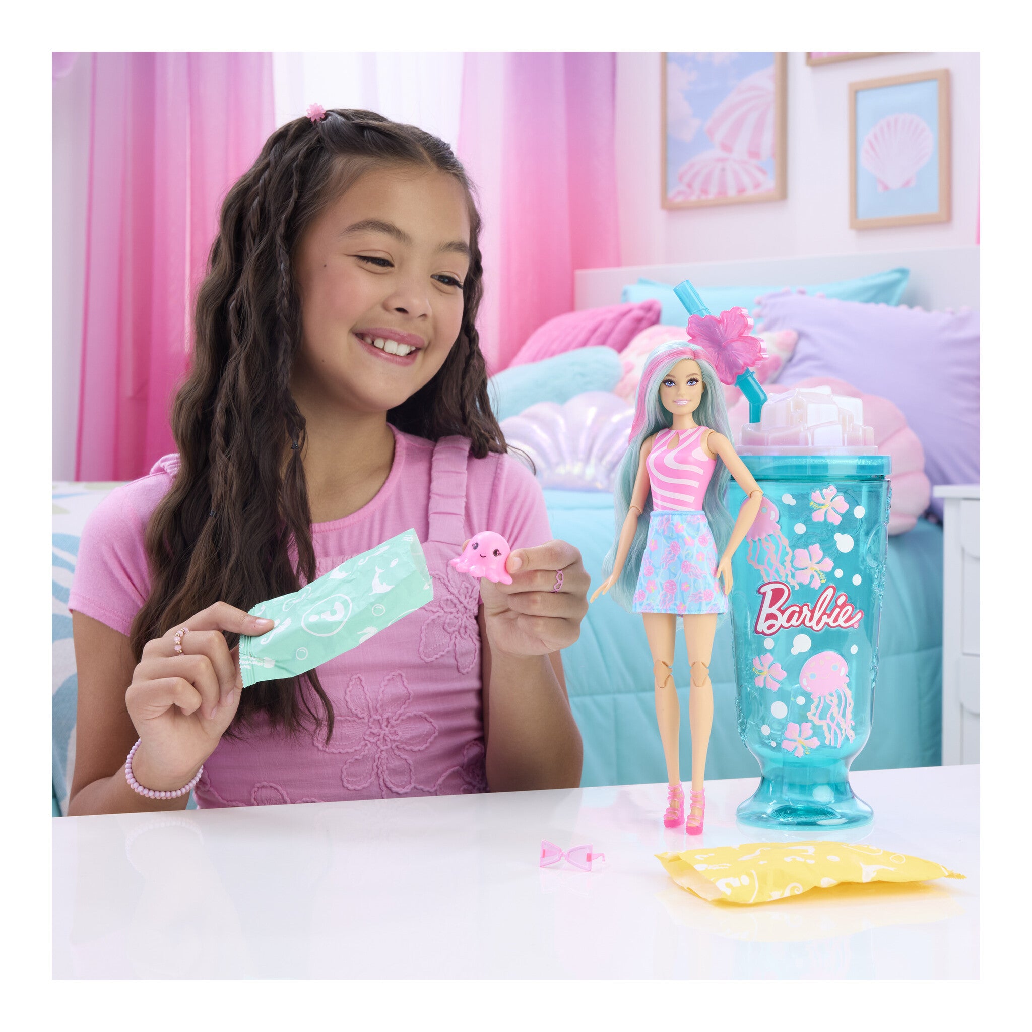 Barbie Pop Reveal Sea Slushy Jellyfish Doll with 8 Surprises