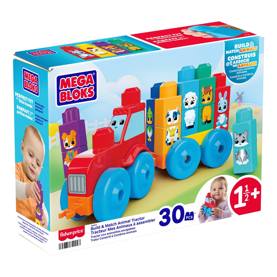 MEGA BLOKS First Builders Build & Match Animal Tractor 30-Piece Set