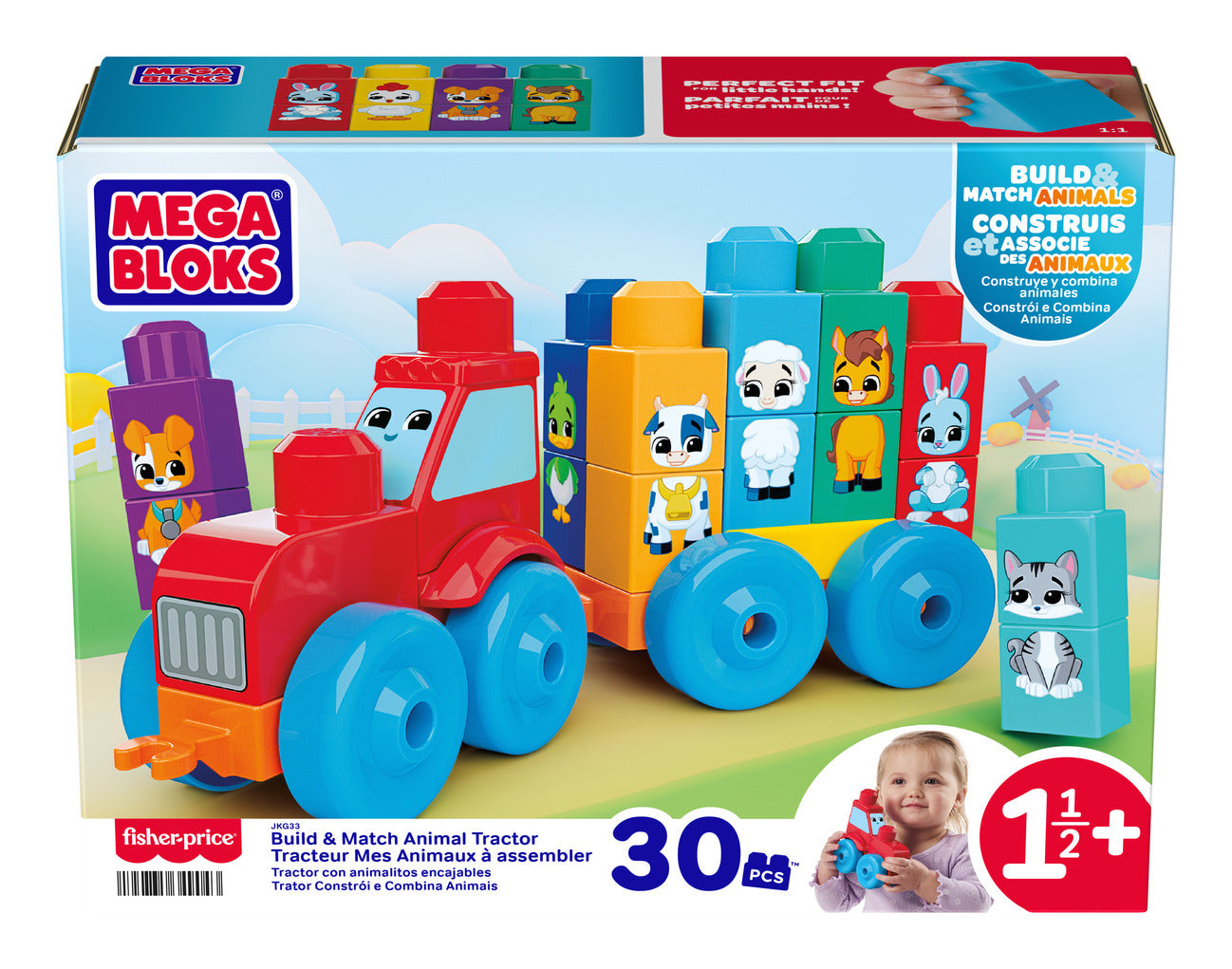 MEGA BLOKS First Builders Build & Match Animal Tractor 30-Piece Set