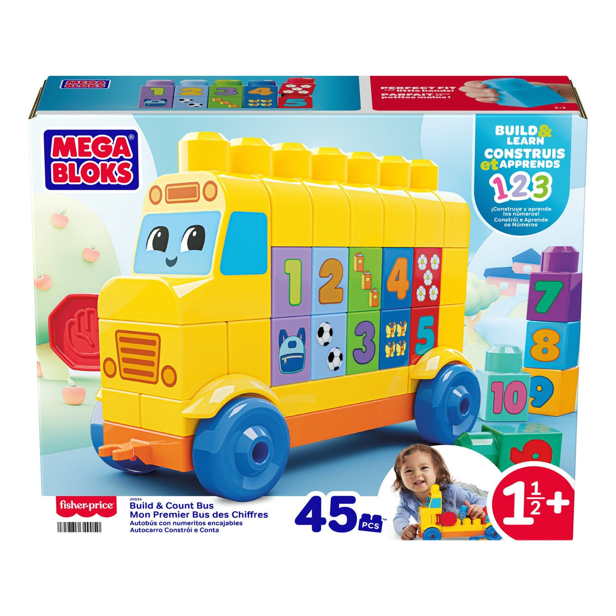MEGA BLOKS Build & Count Bus 45-Piece Toddler Building Set
