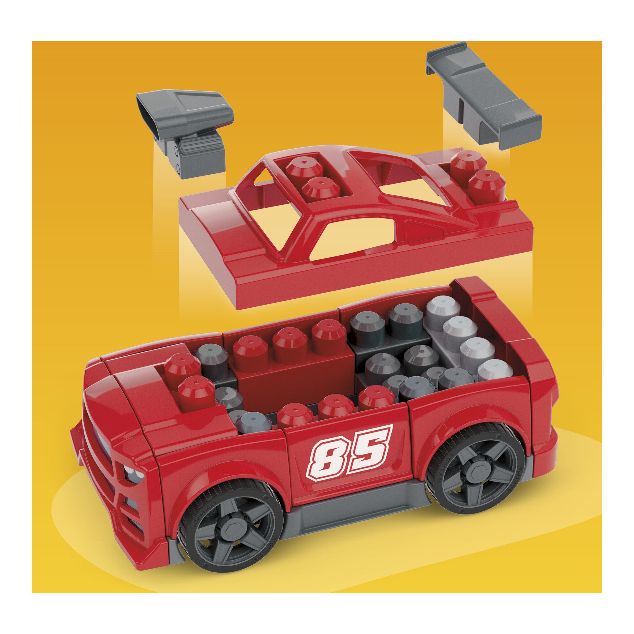 MEGA BLOKS Build & Go Race Car 3-in-1 Construction Set, 26 Pieces