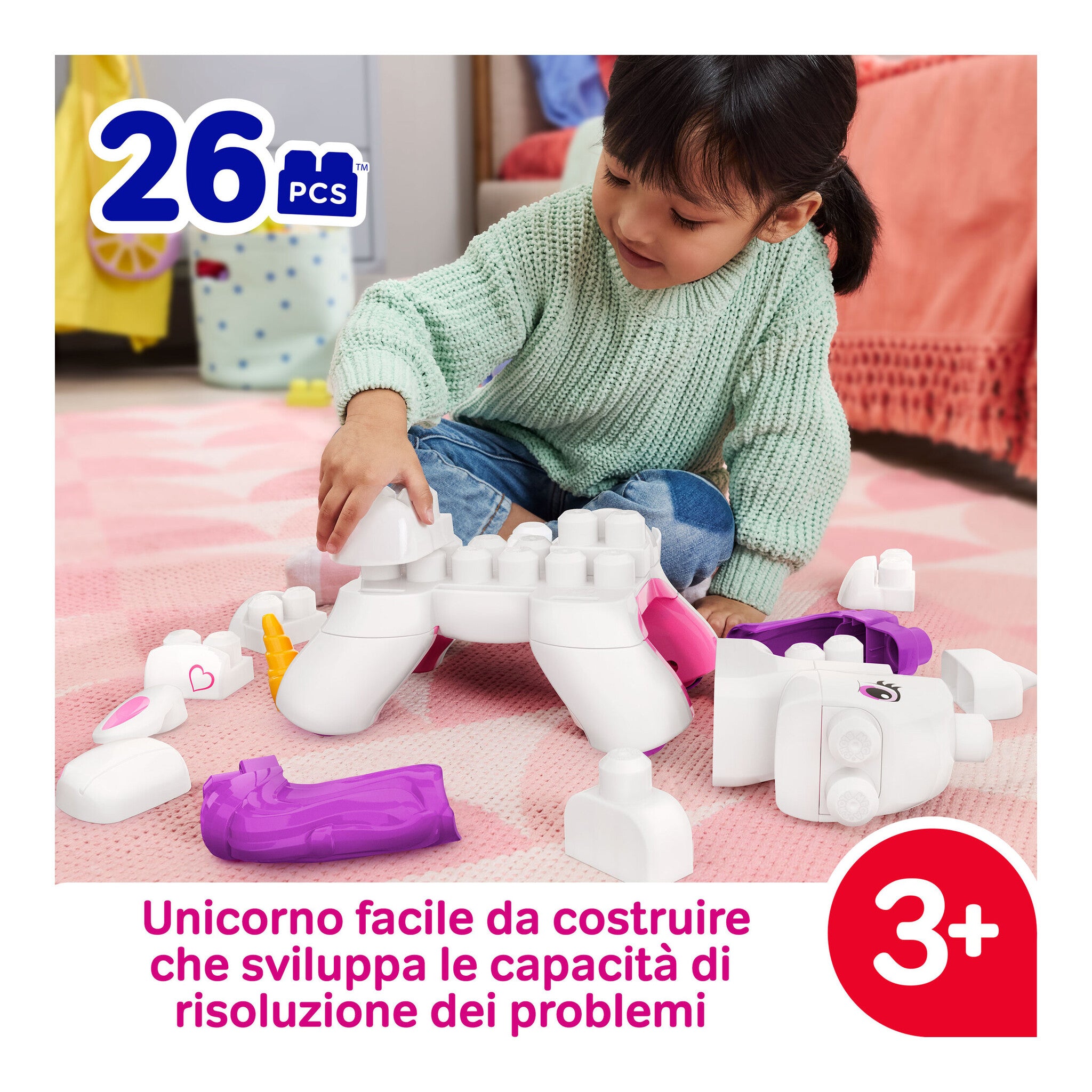 MEGA BLOKS Build & Enchant Unicorn 3-in-1 Building Set, 26 Pieces