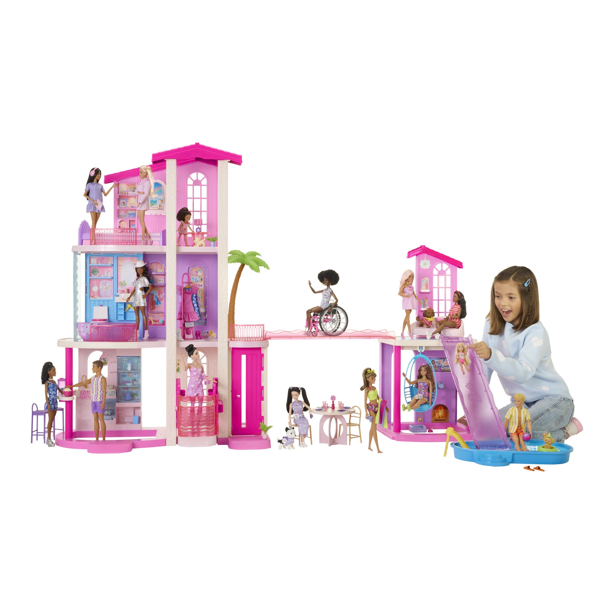 Barbie DreamHouse Dollhouse 2026 with 2 Pools, 2 Slides and 65+ Accessories