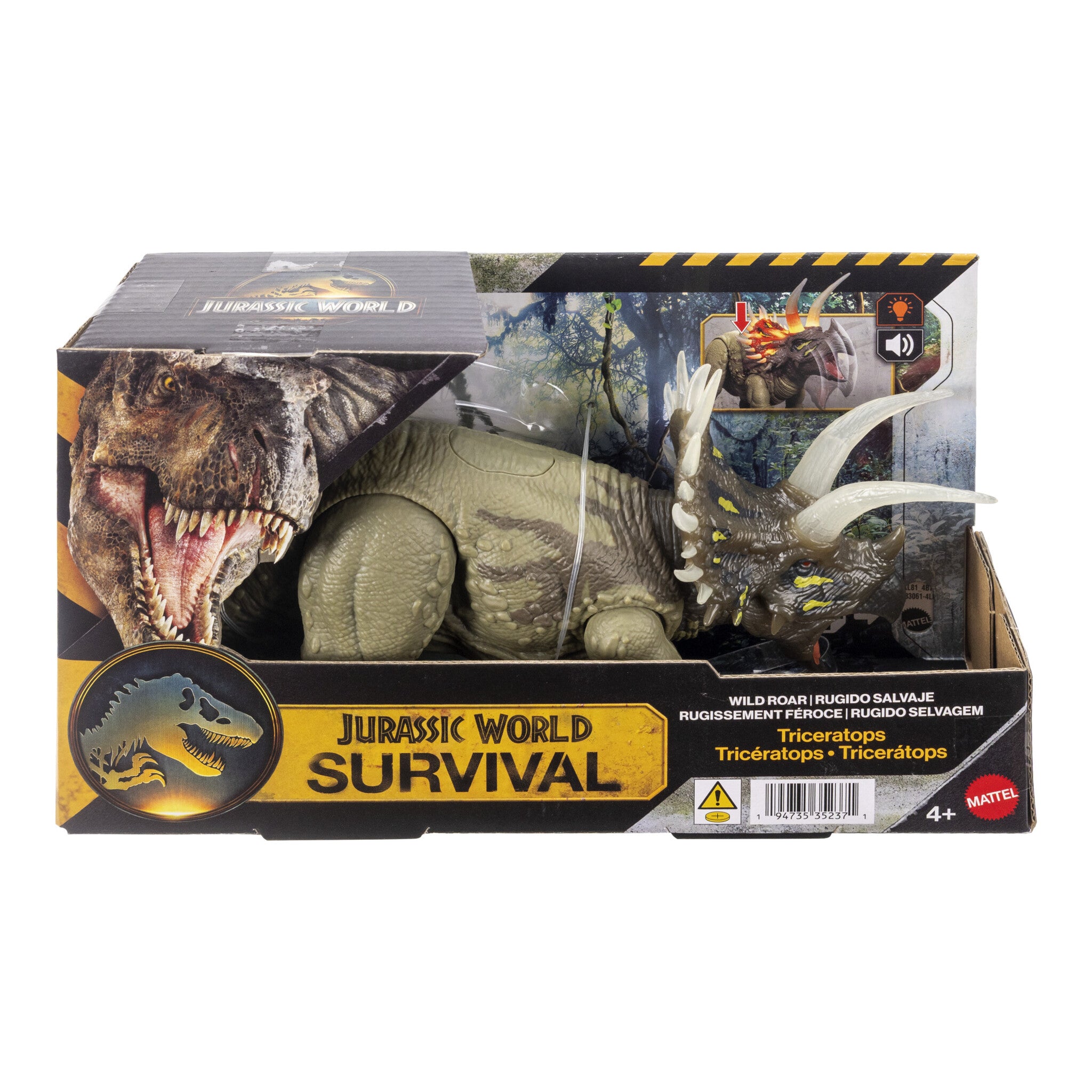 Mattel Jurassic World Wild Roar Triceratops Dinosaur Figure