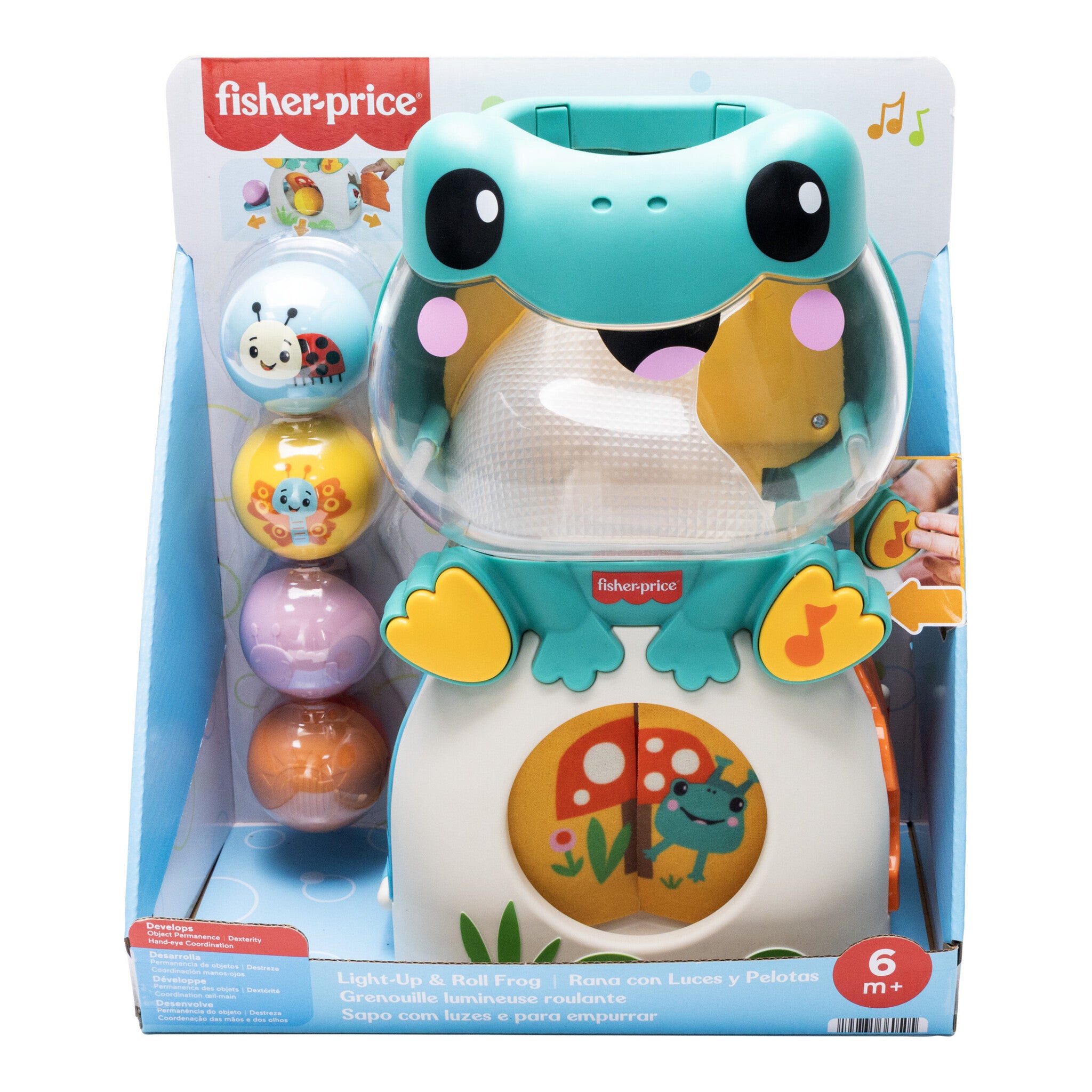 Fisher-Price Light-Up & Roll Frog Musical Ball Drop Activity Toy