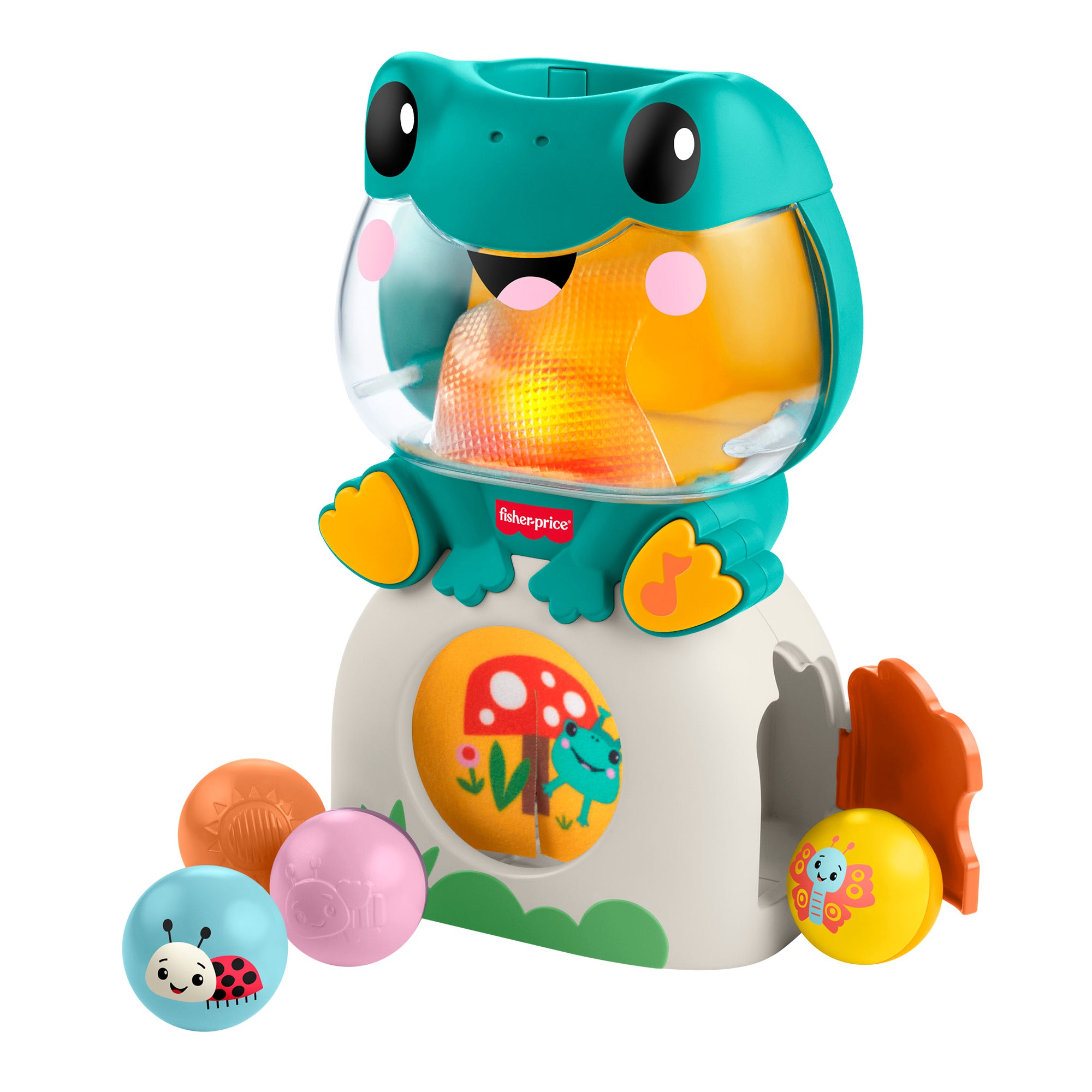 Fisher-Price Light-Up & Roll Frog Musical Ball Drop Activity Toy