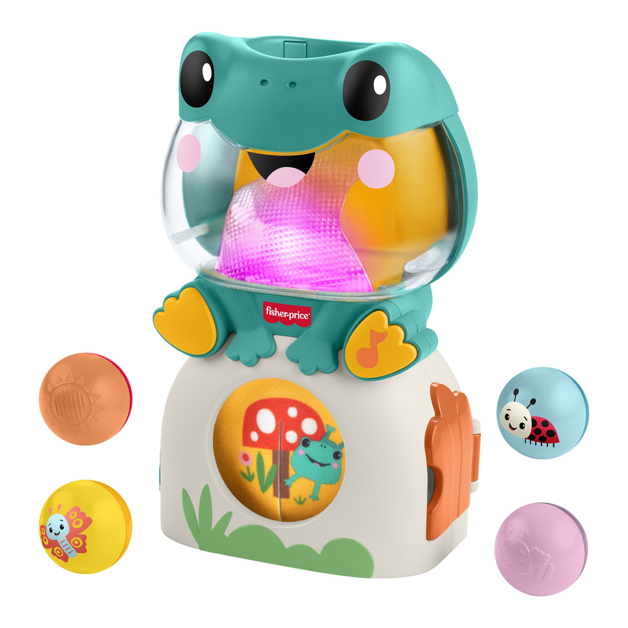 Fisher-Price Light-Up & Roll Frog Musical Ball Drop Activity Toy