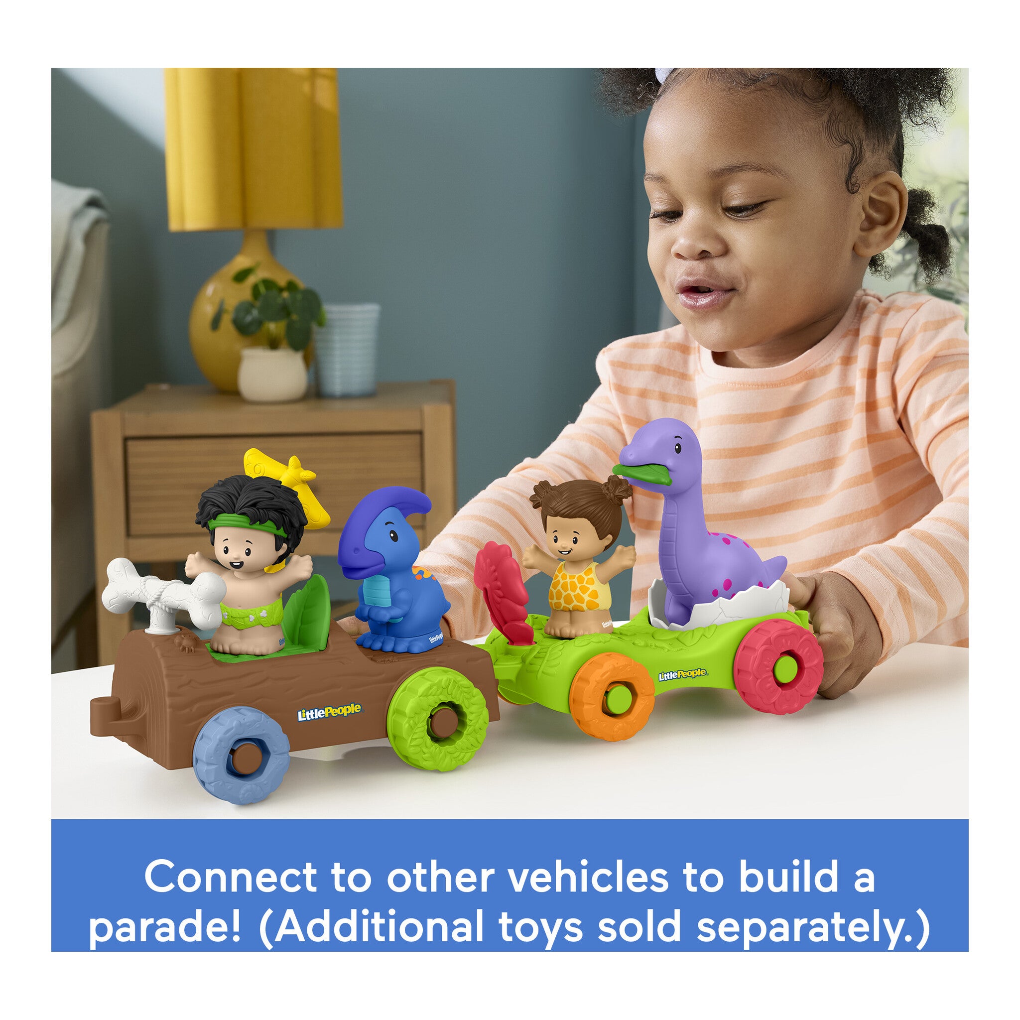 Fisher-Price Little People Dinosaur Parade Log Car with 2 Figures
