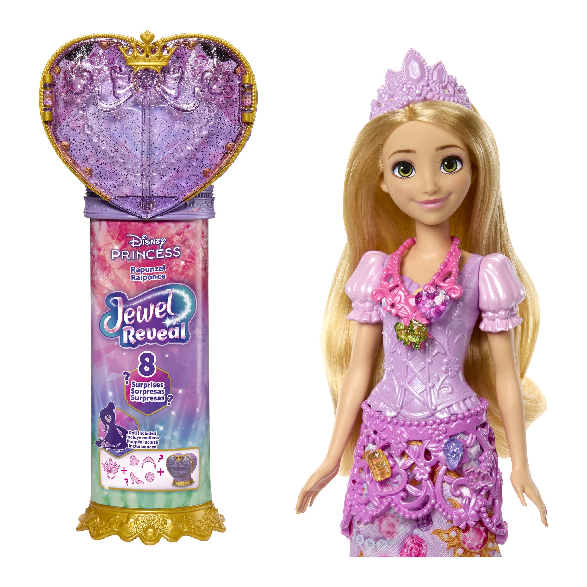 Disney Princess Jewel Reveal Rapunzel Fashion Doll with 8 Surprises