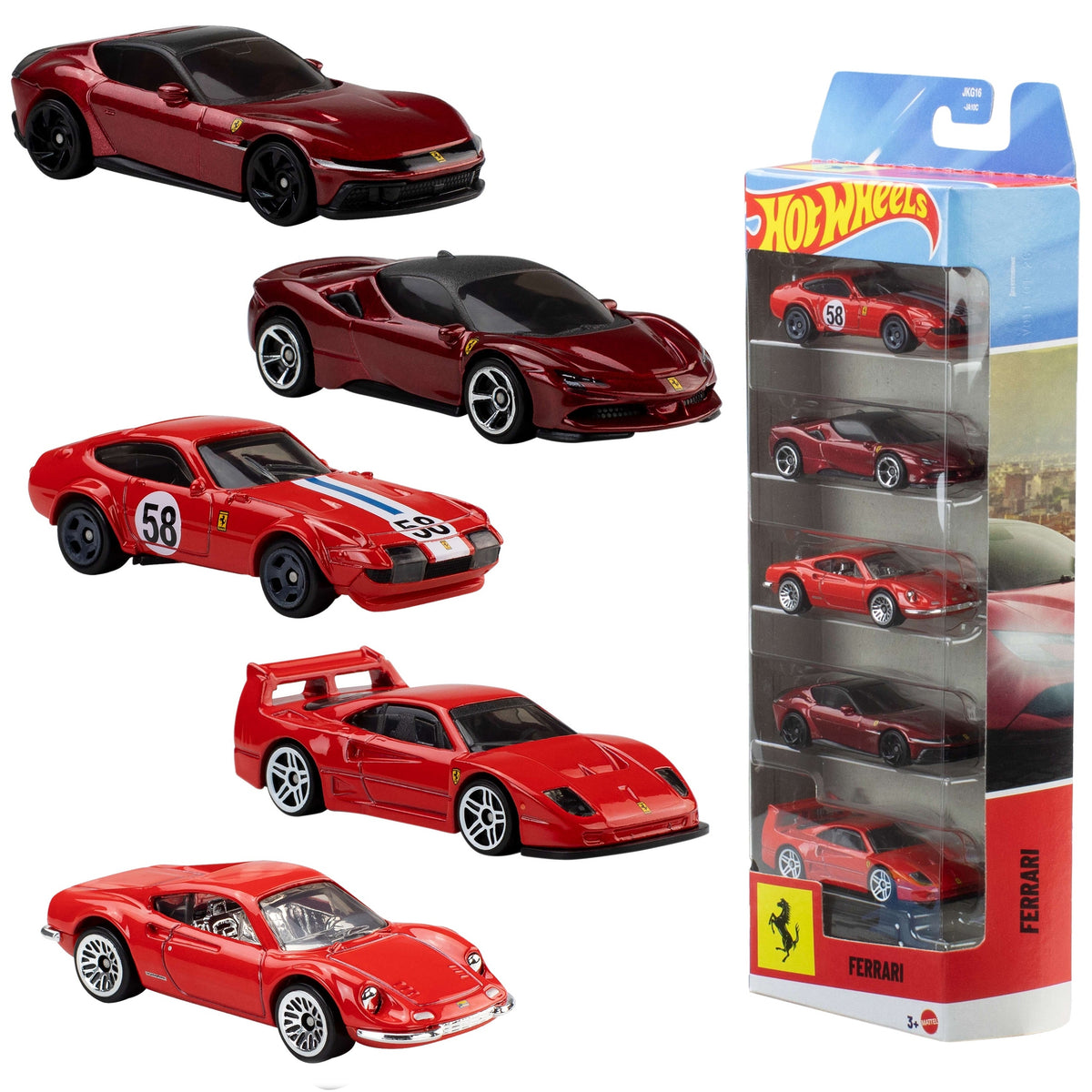 Hot Wheels Ferrari 5-Pack Die-Cast Cars 1:64 Scale