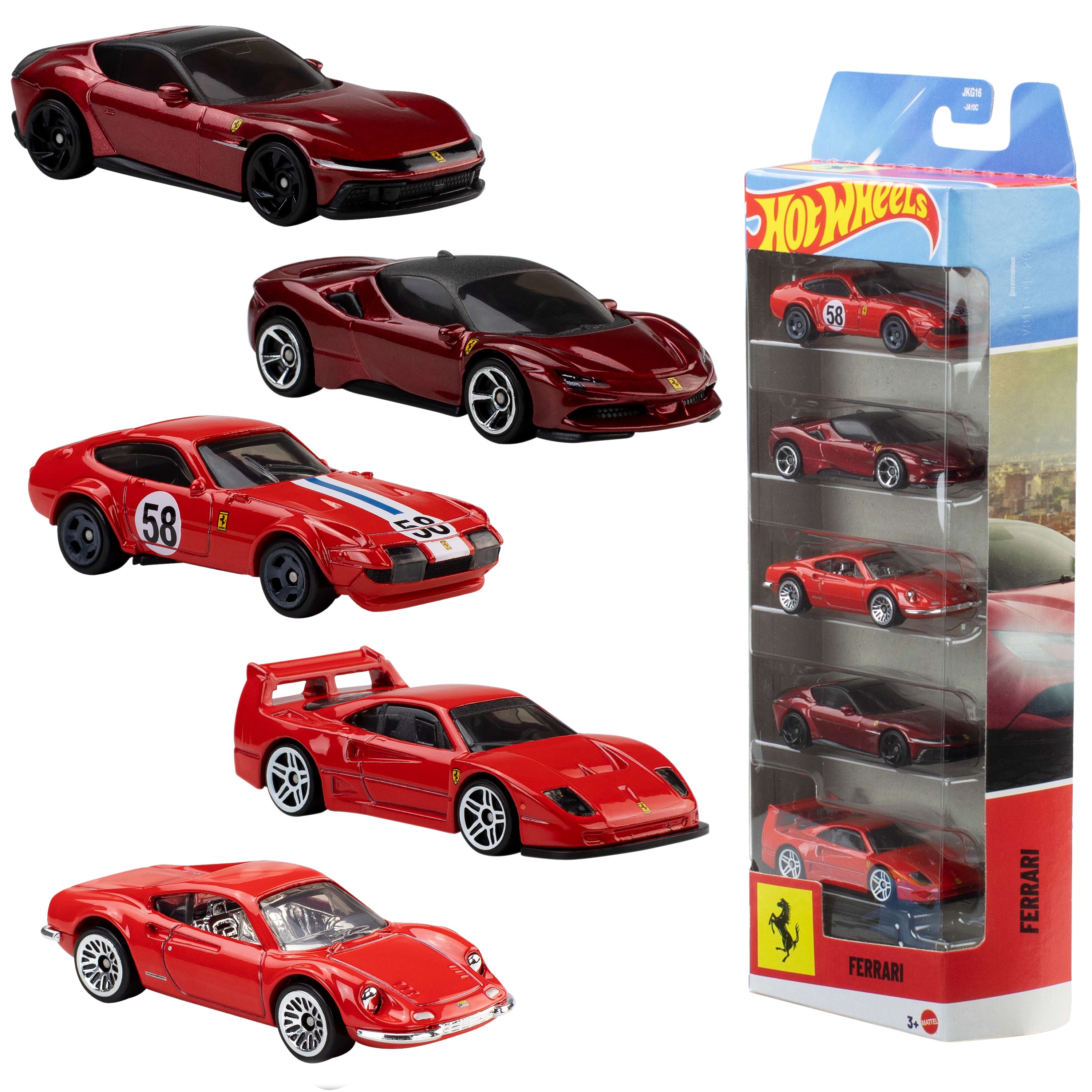 Hot Wheels Ferrari 5-Pack Die-Cast Cars 1:64 Scale