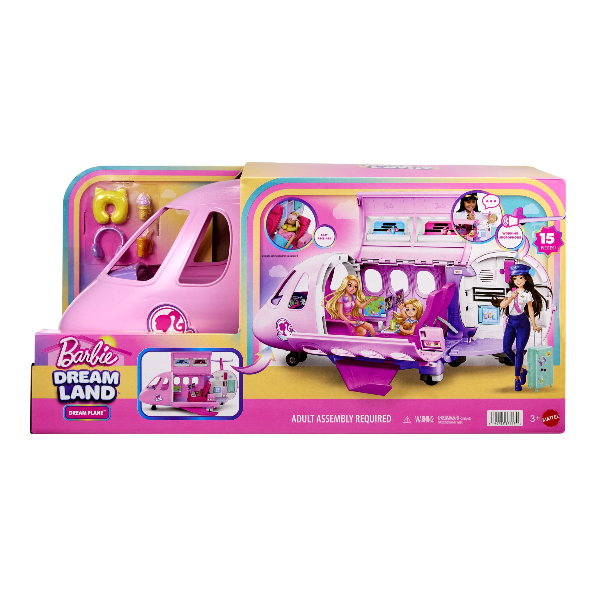 Barbie Dream Plane Playset with Sounds, Microphone & 14 Accessories