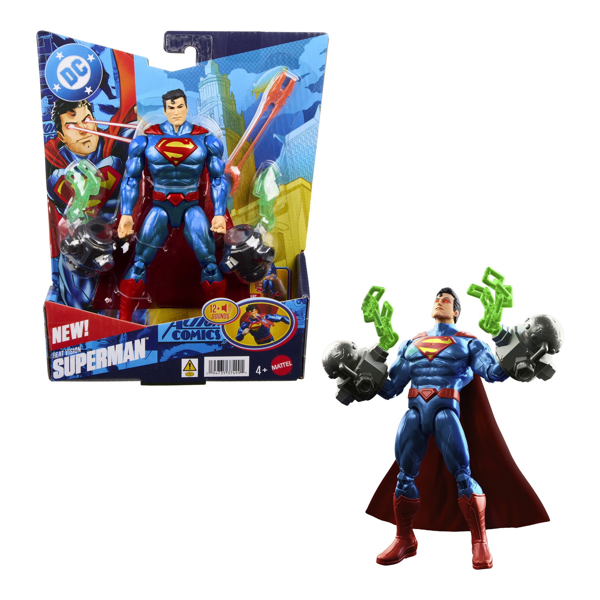 Mattel DC Premier Heat Vision Superman Action Figure with Lights and Sounds
