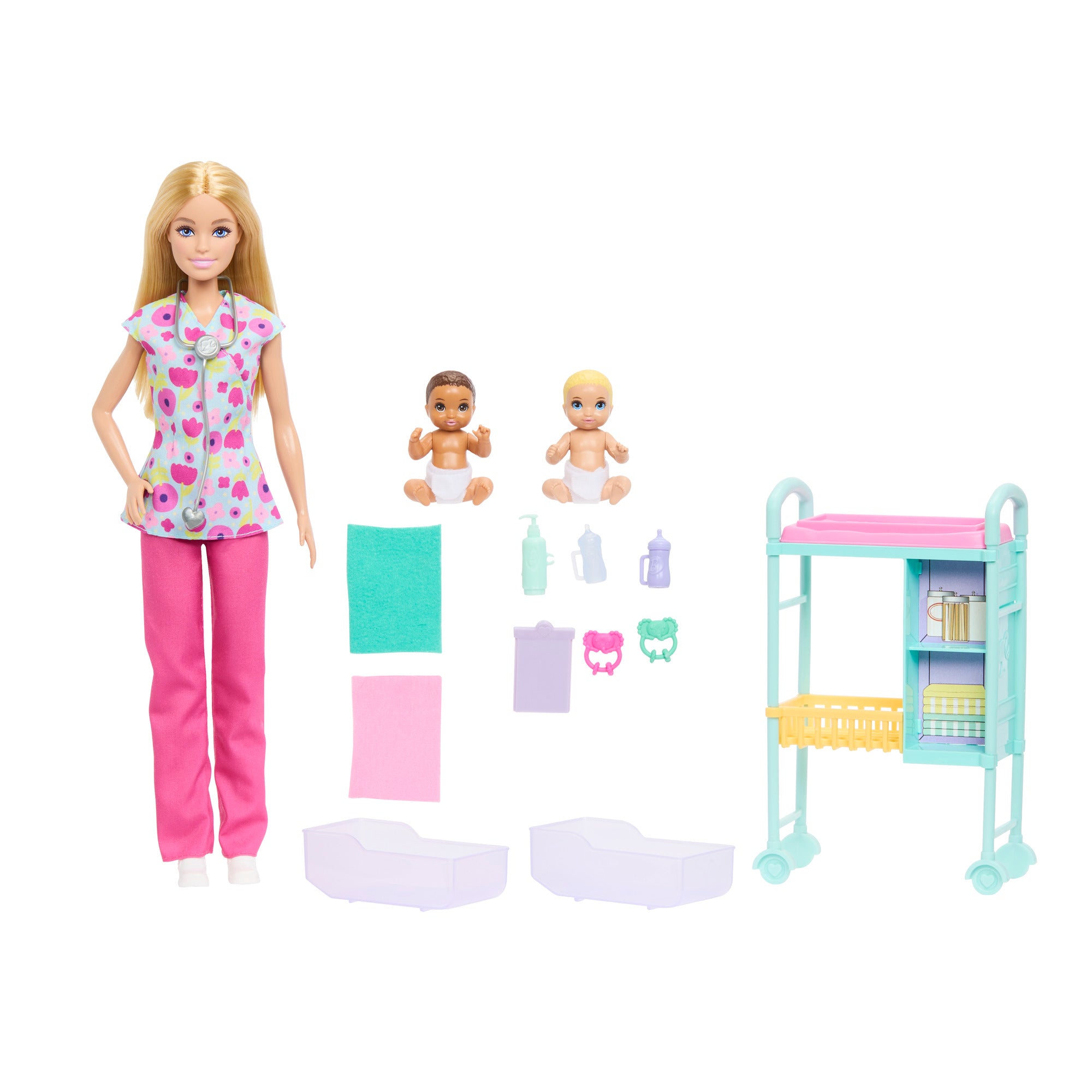 Barbie Careers Baby Doctor Playset with Blonde Doll and Twin Babies