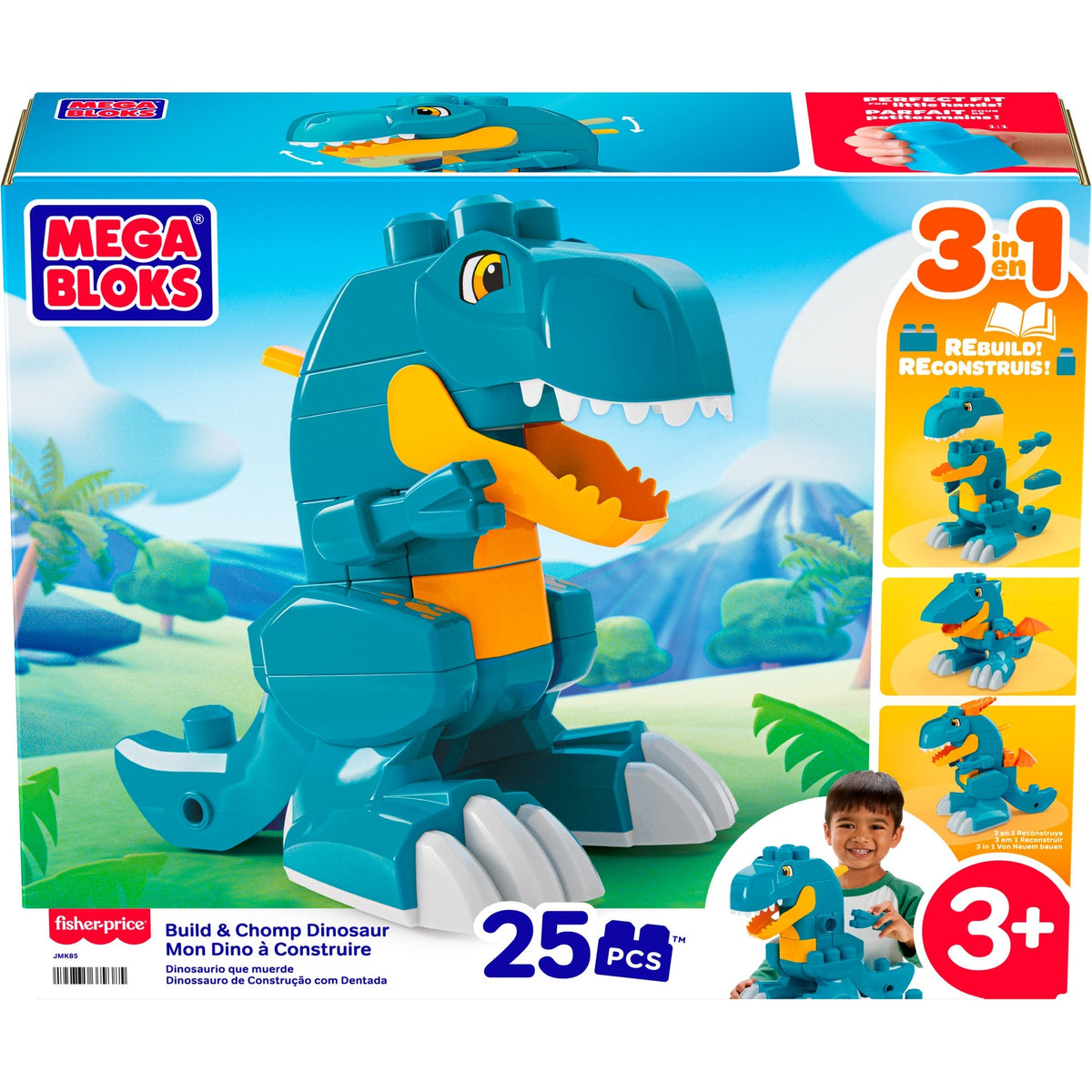 MEGA BLOKS Build & Chomp Dinosaur 3-in-1 Building Set, 25 Pieces
