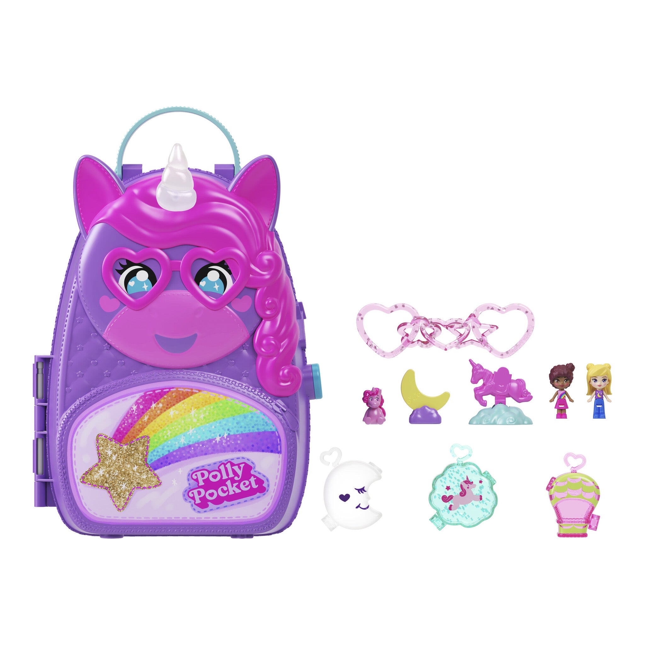 Polly Pocket Unicorn Travel Backpack Playset with 2 Micro Dolls