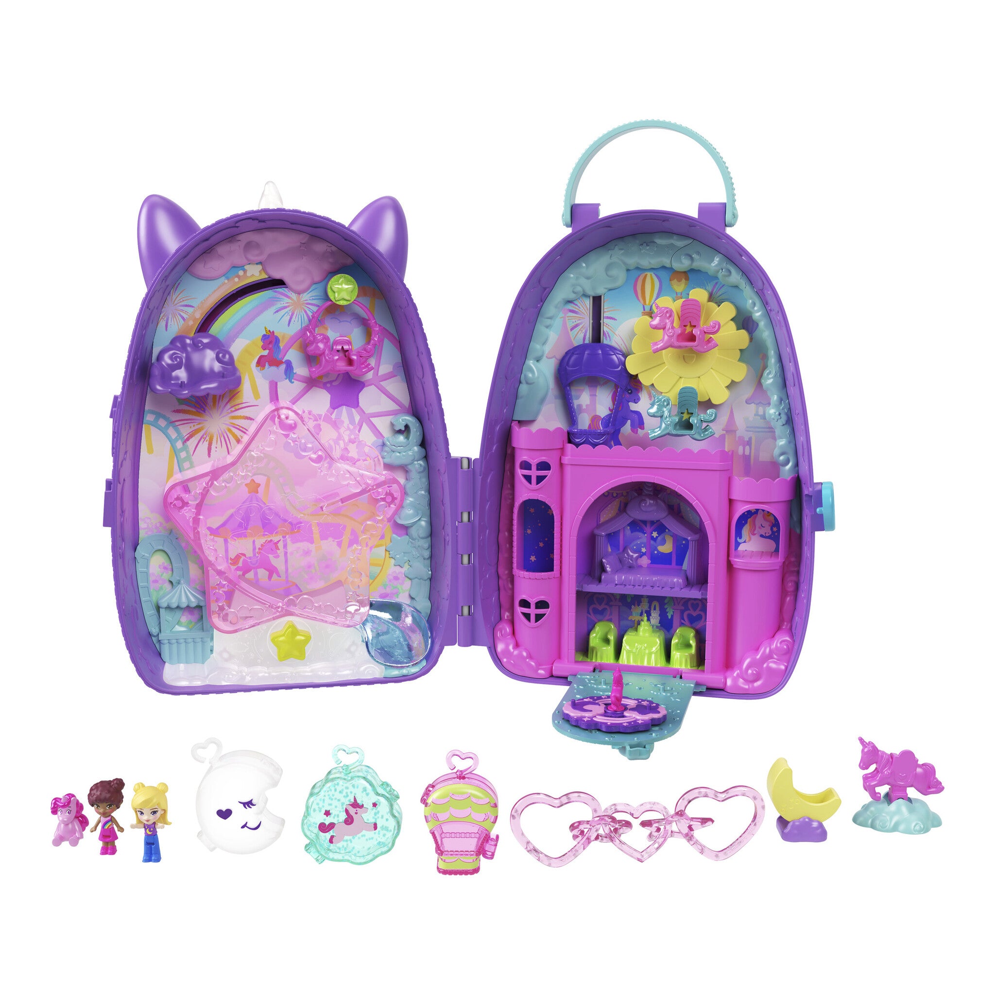 Polly Pocket Unicorn Travel Backpack Playset with 2 Micro Dolls