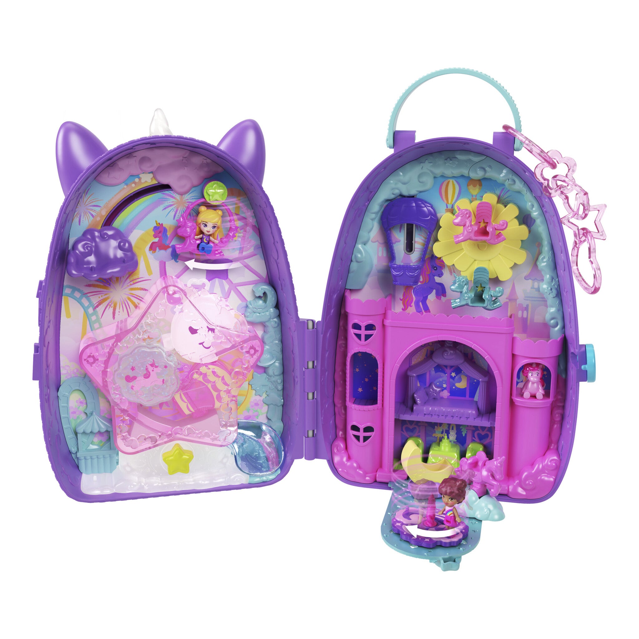 Polly Pocket Unicorn Travel Backpack Playset with 2 Micro Dolls