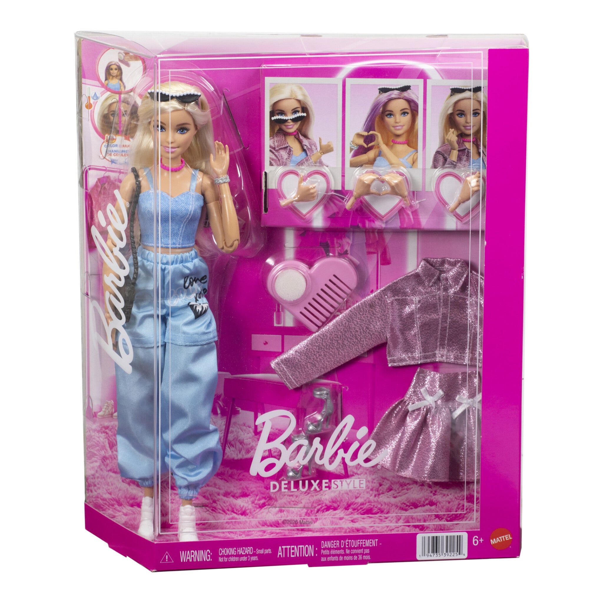 Barbie Deluxe Style You Create Fashion Doll with 4 Fashions and Colour-Changing Hair