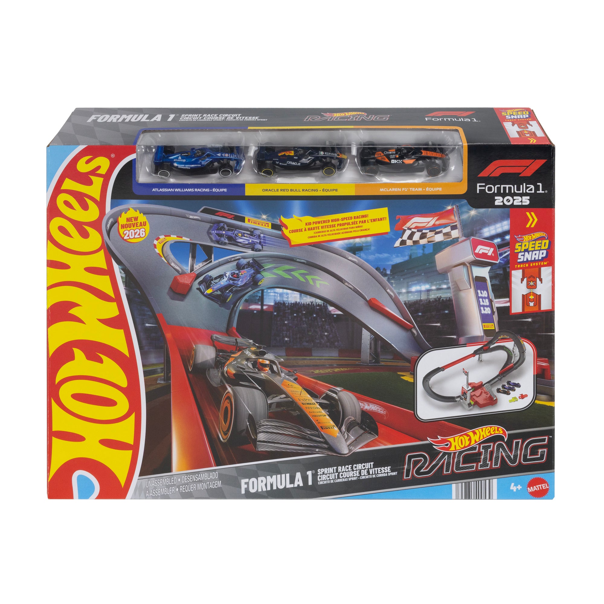 Hot Wheels Racing Formula 1 Sprint Race Circuit Track Set with 3 Cars