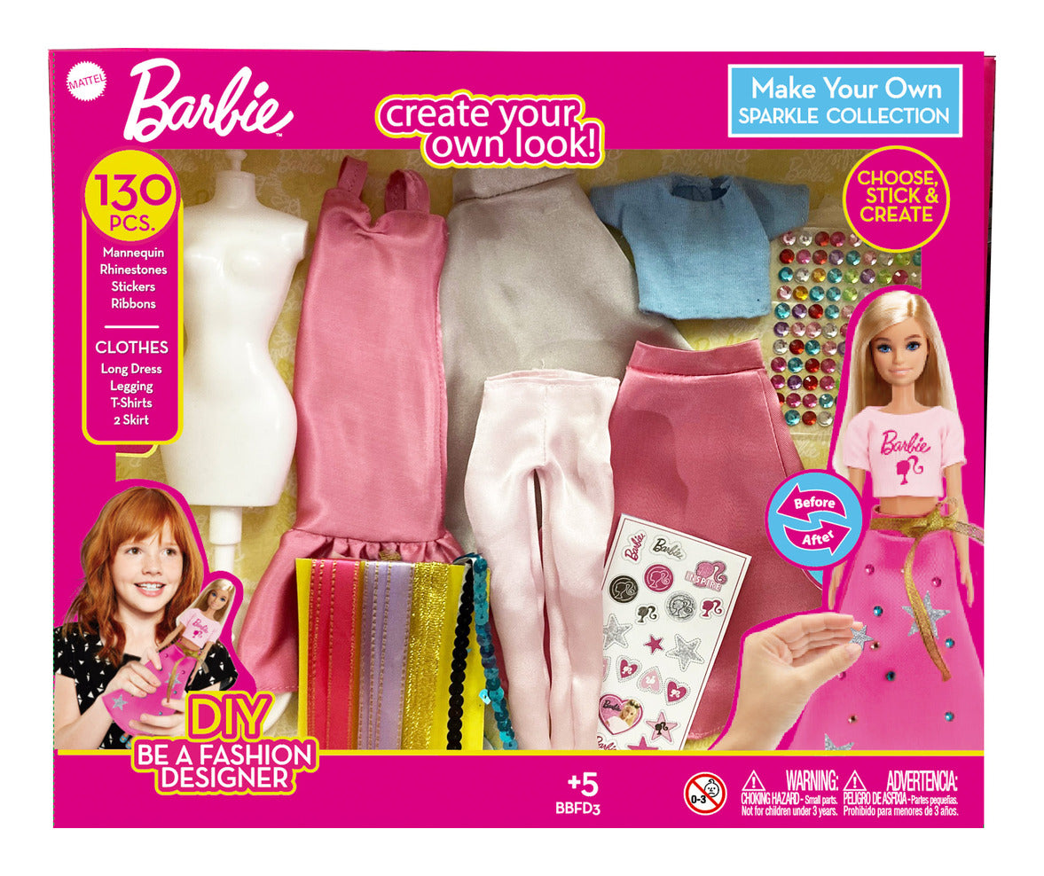 Barbie Make Your Own Outfit Sparkle Collection 130-Piece Fashion Design Set