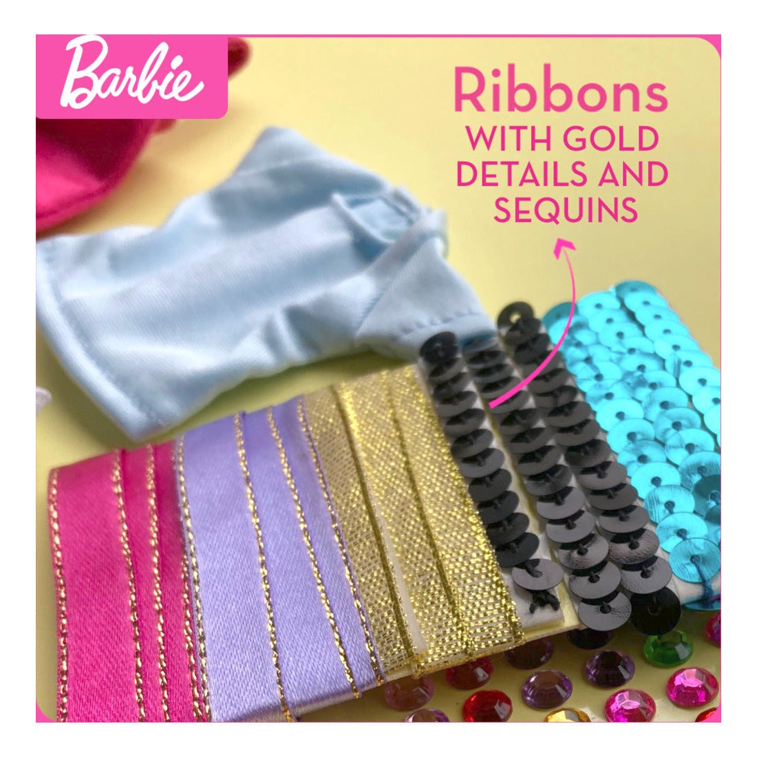 Barbie Make Your Own Outfit Sparkle Collection 130-Piece Fashion Design Set