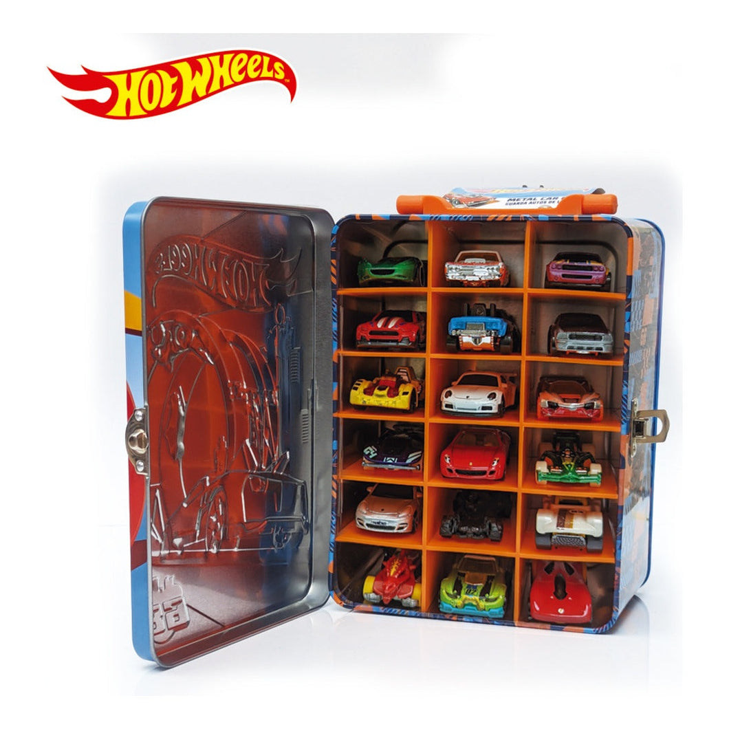 Hot Wheels Blue Tin Car Storage Case for 18 Cars