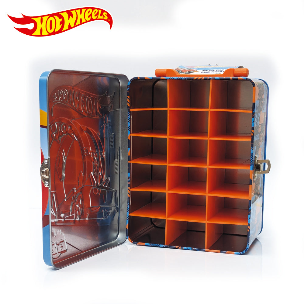 Hot Wheels Blue Tin Car Storage Case for 18 Cars