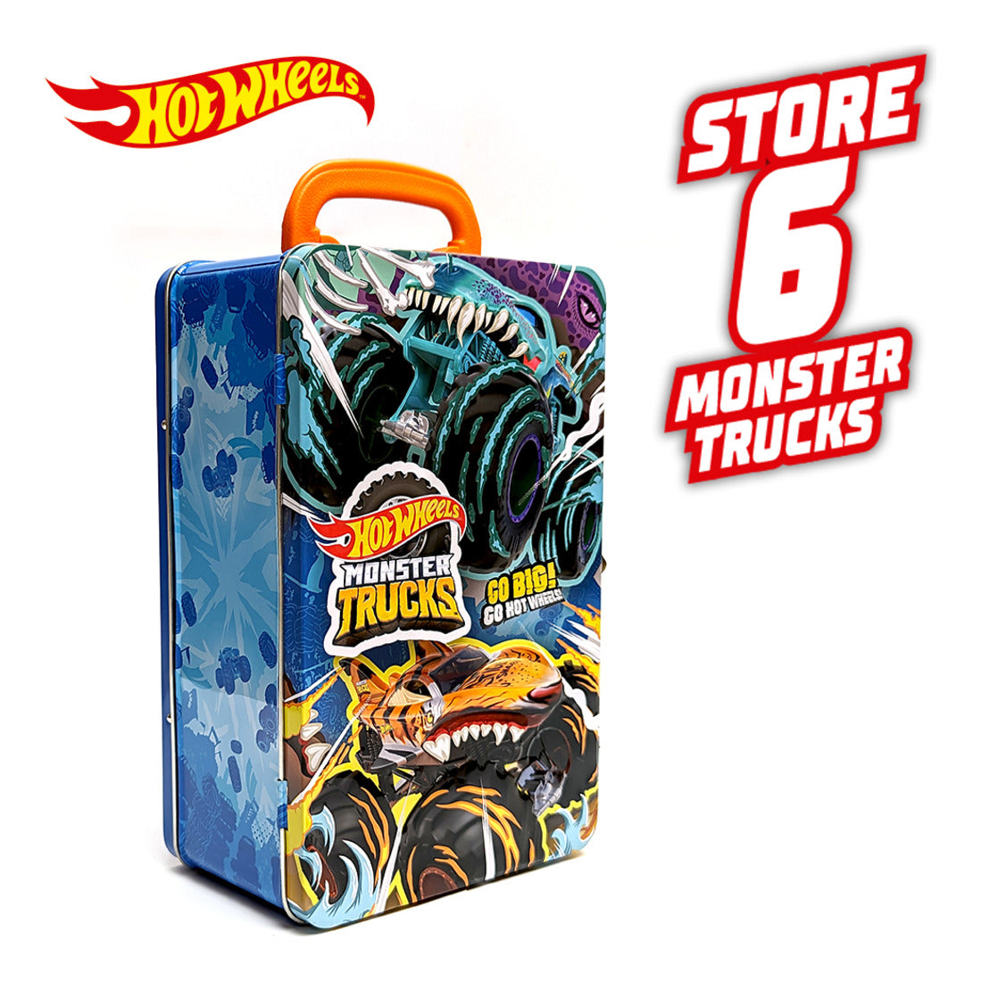 Hot Wheels Monster Trucks Metal Storage Case for 6 Trucks