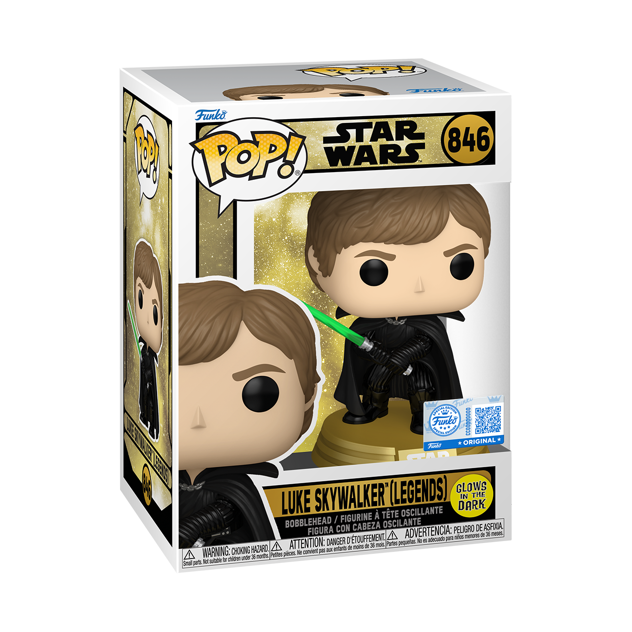 Funko Pop! Star Wars Legends Luke Skywalker Glow-in-the-Dark Vinyl Figure #846
