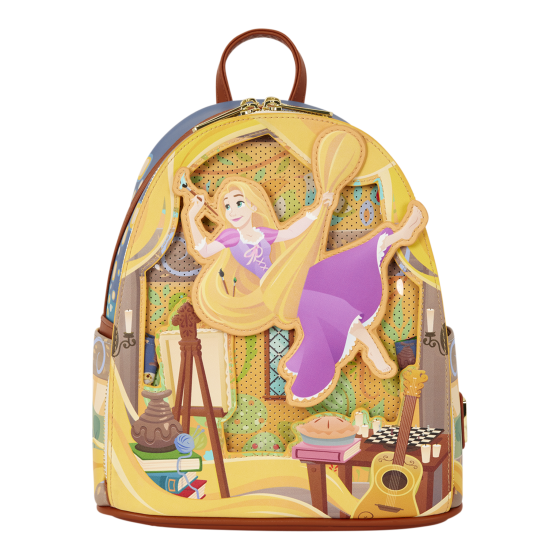 Loungefly Disney Tangled Rapunzel Glow Pin Trader Mini Backpack