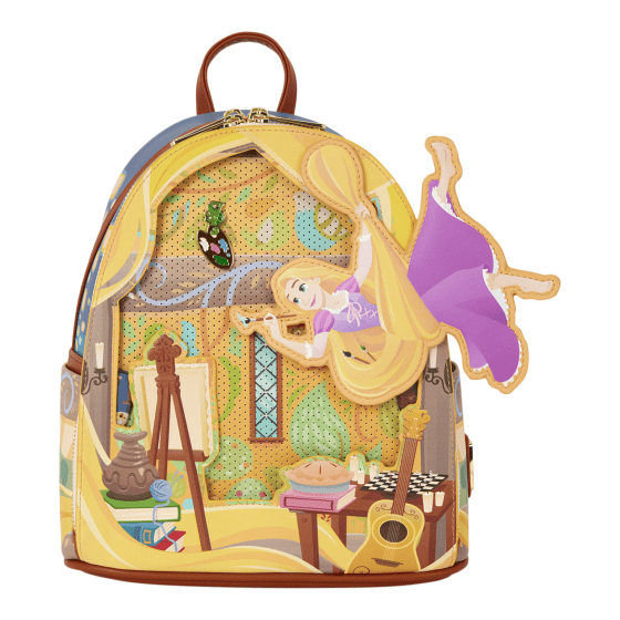 Loungefly Disney Tangled Rapunzel Glow Pin Trader Mini Backpack