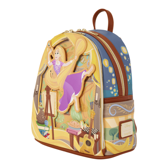 Loungefly Disney Tangled Rapunzel Glow Pin Trader Mini Backpack