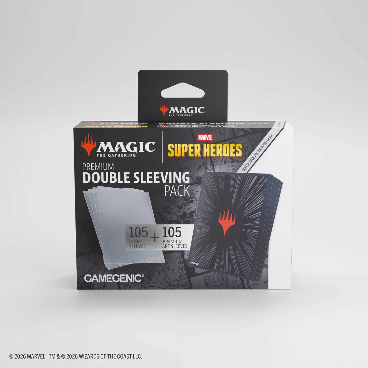 Gamegenic Magic: The Gathering Marvel Super Heroes Premium Double Sleeving Pack 100 – Comic Burst Black