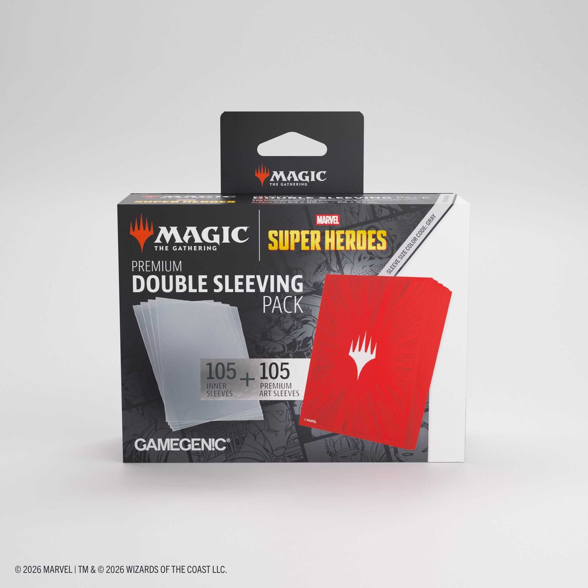 Gamegenic Magic: The Gathering Marvel Super Heroes Premium Double Sleeving Pack 100 – Comic Burst Red