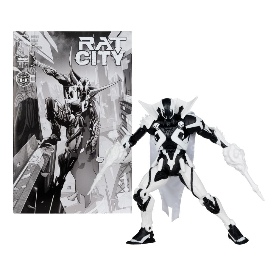 McFarlane Toys Spawn The Deviant Rat City Black & White Platinum Edition 7-Inch Action Figure with Comic (Chance of Chase)