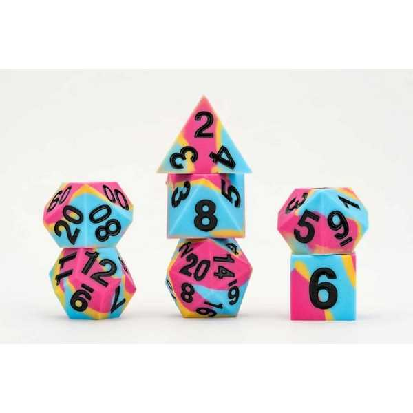 FanRoll Gaymers Pride 16mm Sharp Edge Silicone Rubber Poly Dice Set – Pansexual