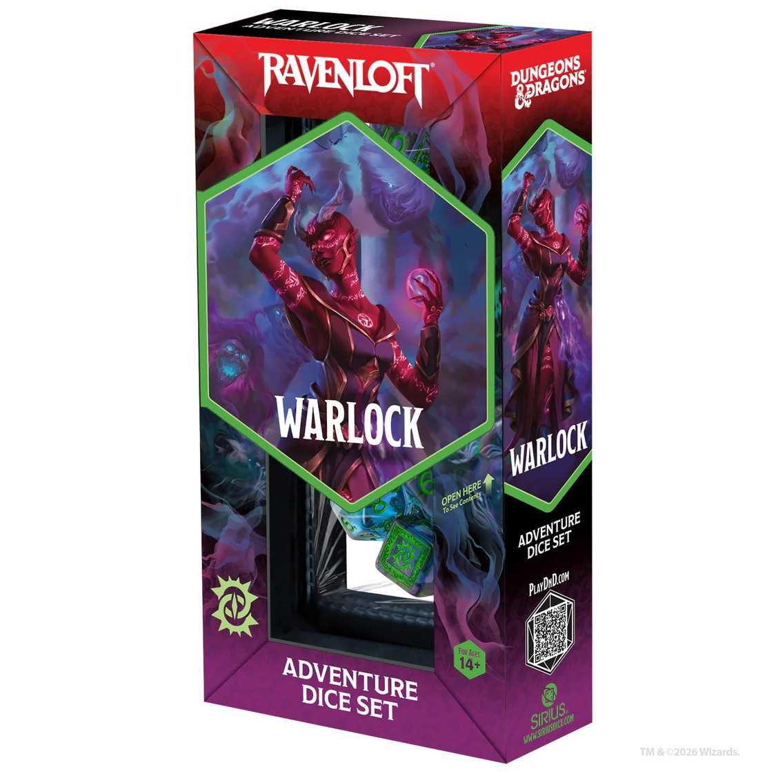 Dungeons & Dragons Adventure Dice Set – Warlock (Purple, Green)