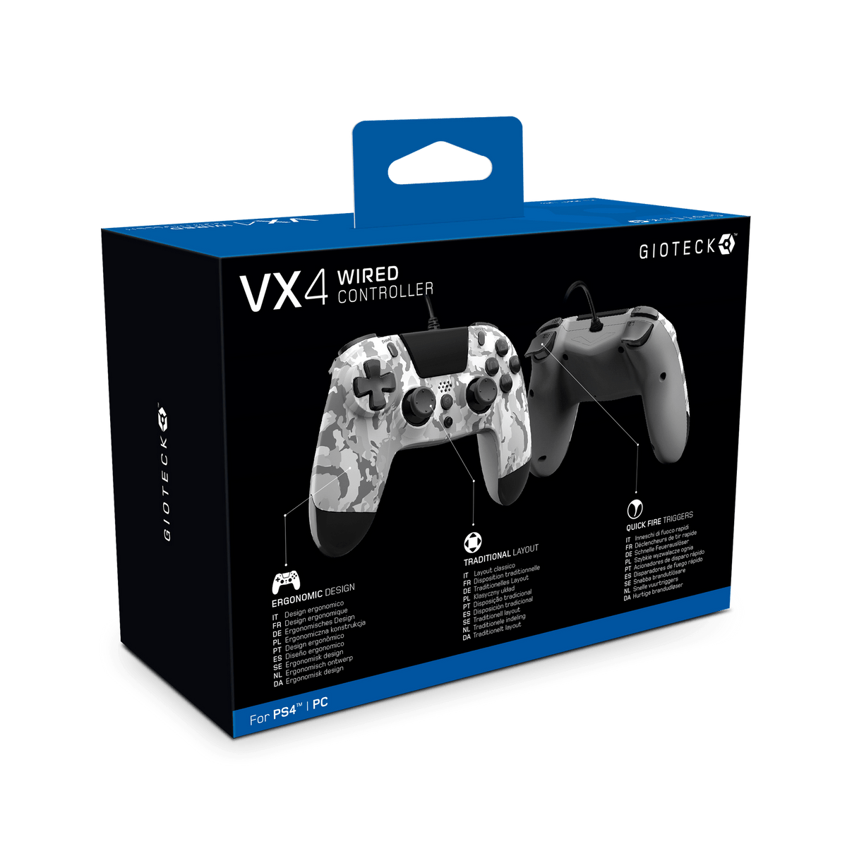 Gioteck VX4 Wired Controller for PS4 & PC - Light Camo