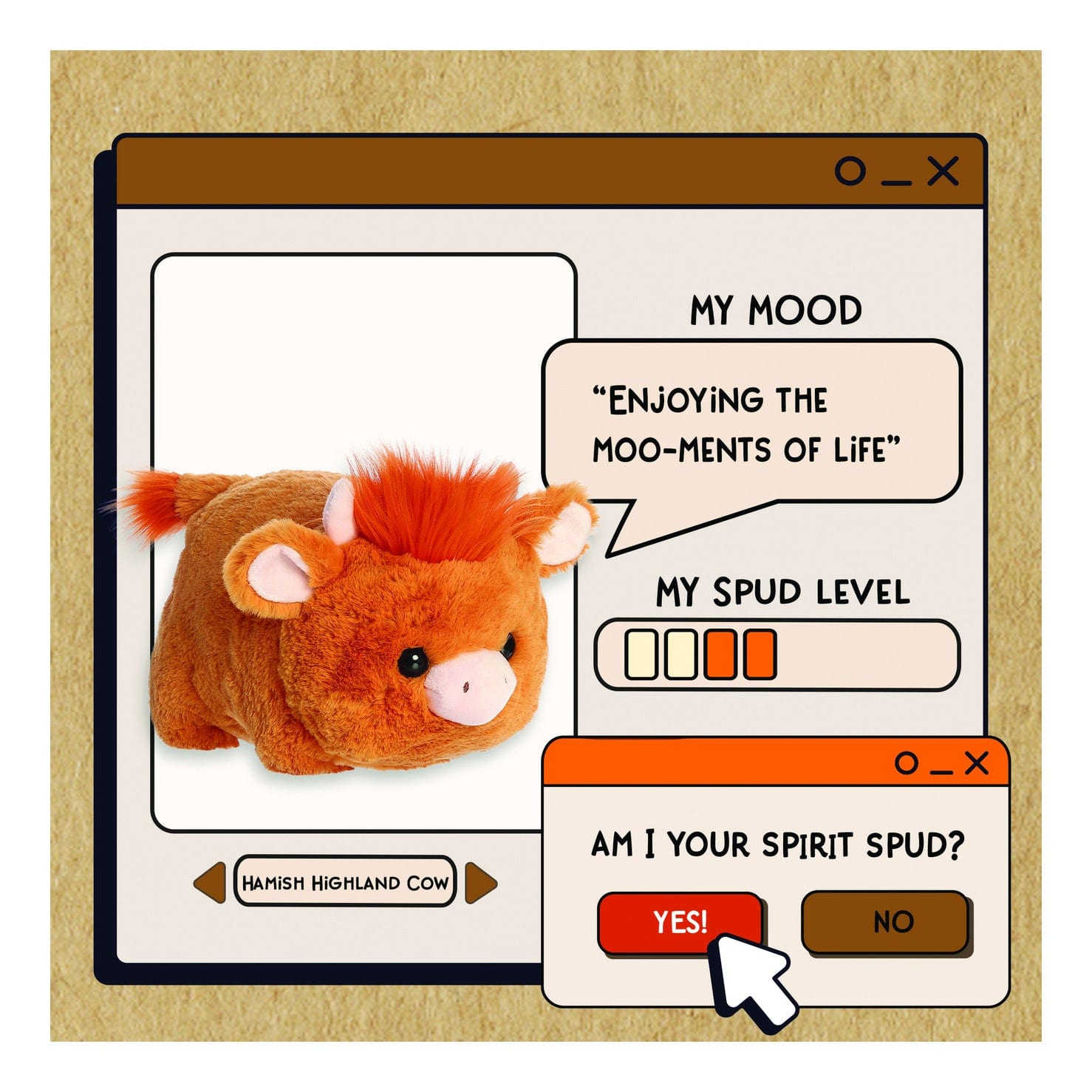 Aurora Spuds Hamish Highland Cow 10in Soft Toy 5034566342613